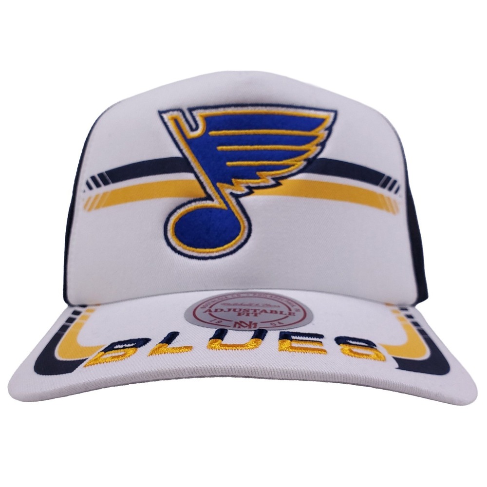 St. Louis Blues Mitchell & Ness NHL Foam Trucker Hat Cap 3D Logo White Navy NWT